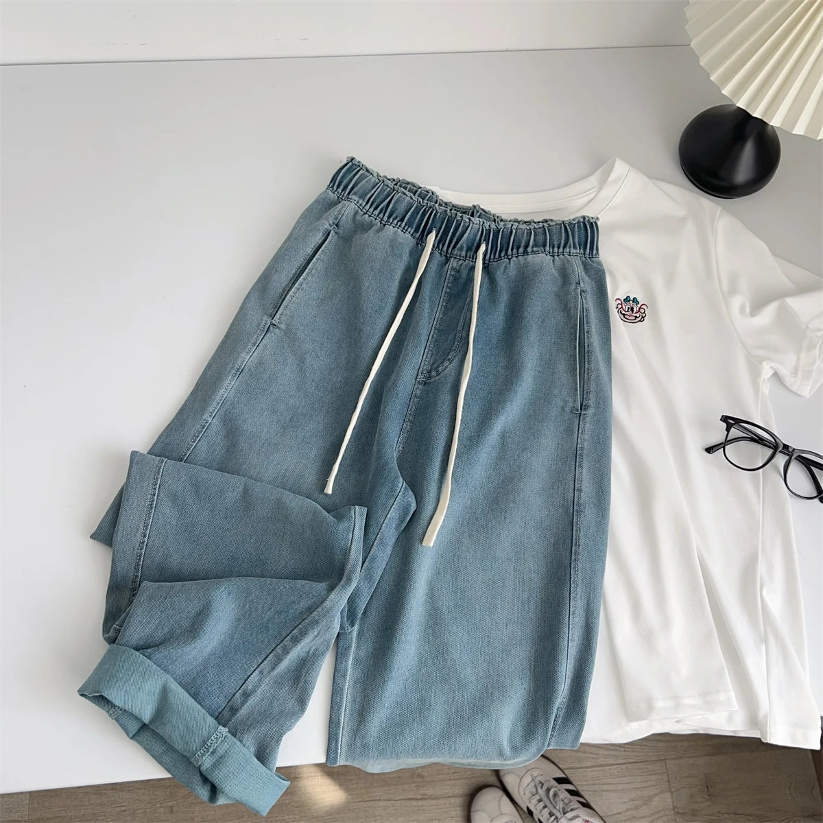 Women Silk Washed Wide Leg Jeans