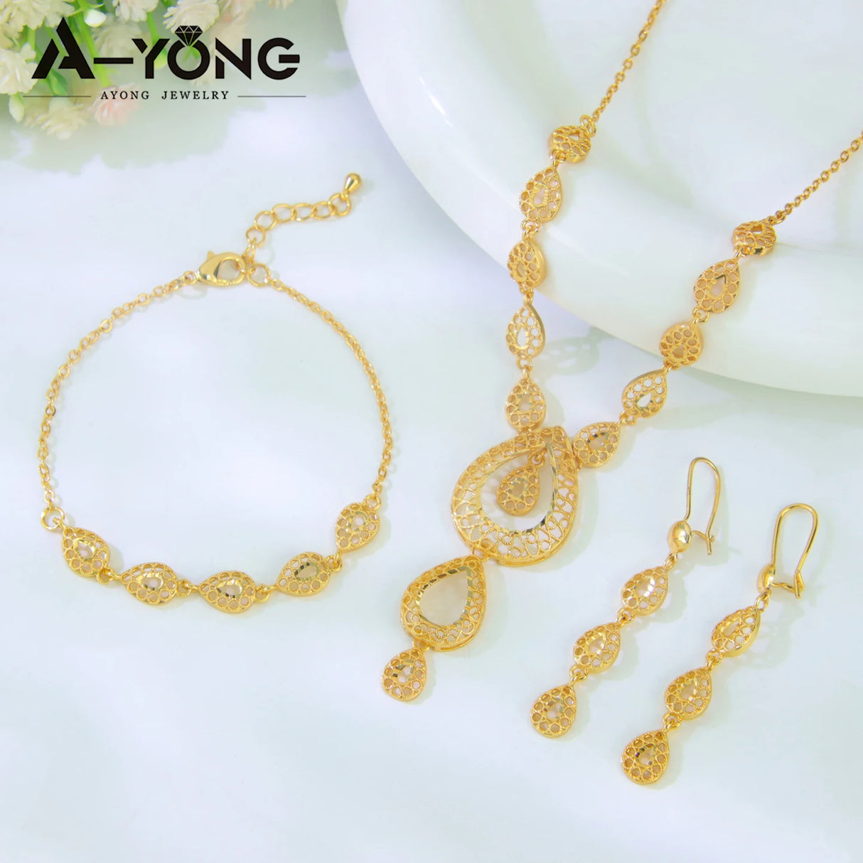 Dubai 21K Gold Plated Bridal Jewelry Set