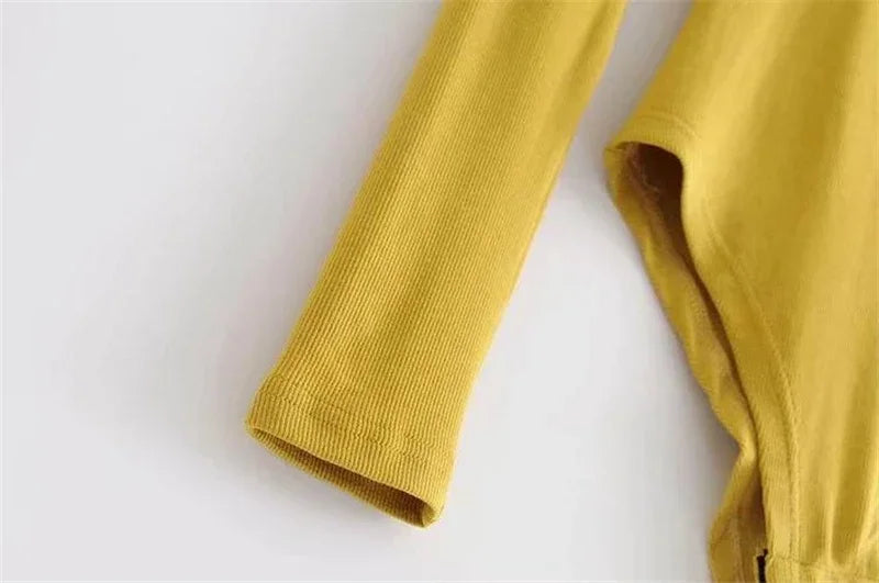 Women's Slim Fit Long Sleeve Bodysuit – Casual Streetwear Jumpsuit