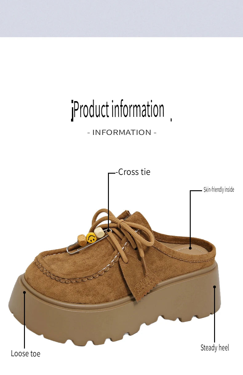 Women’s Retro Platform Half-Slipper Loafers