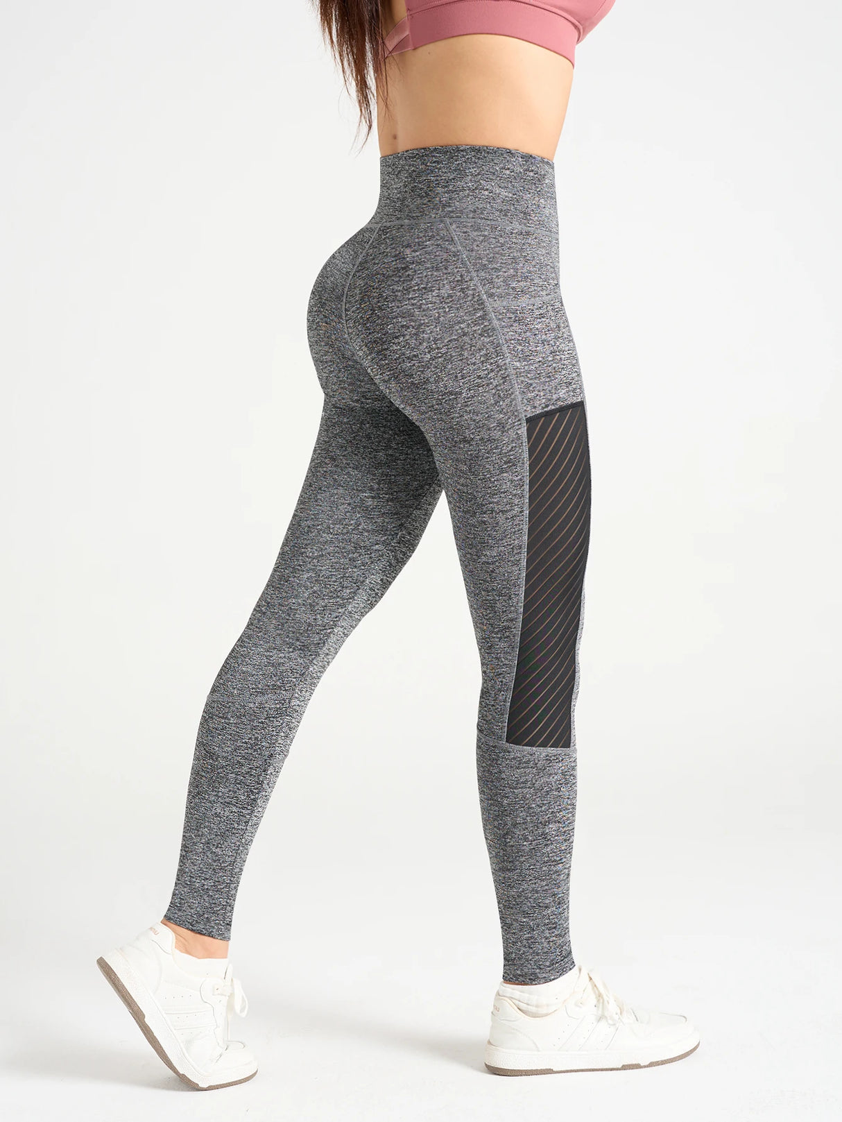 High-Waist Mesh Patchwork Women's Yoga Leggings – Hip Lifting Workout Pants