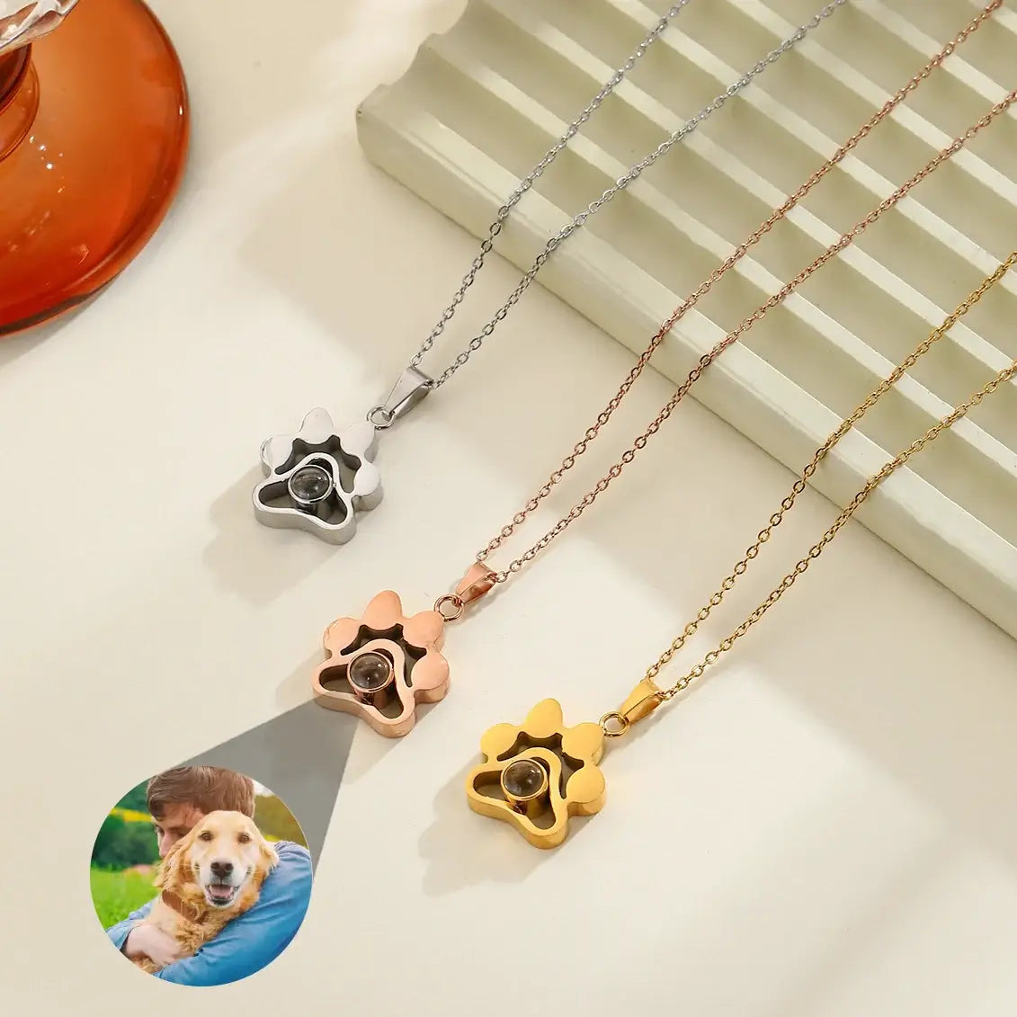 Custom Pet Photo Projection Necklace