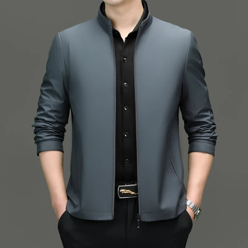 Men Stand Collar Zipper Jacket
