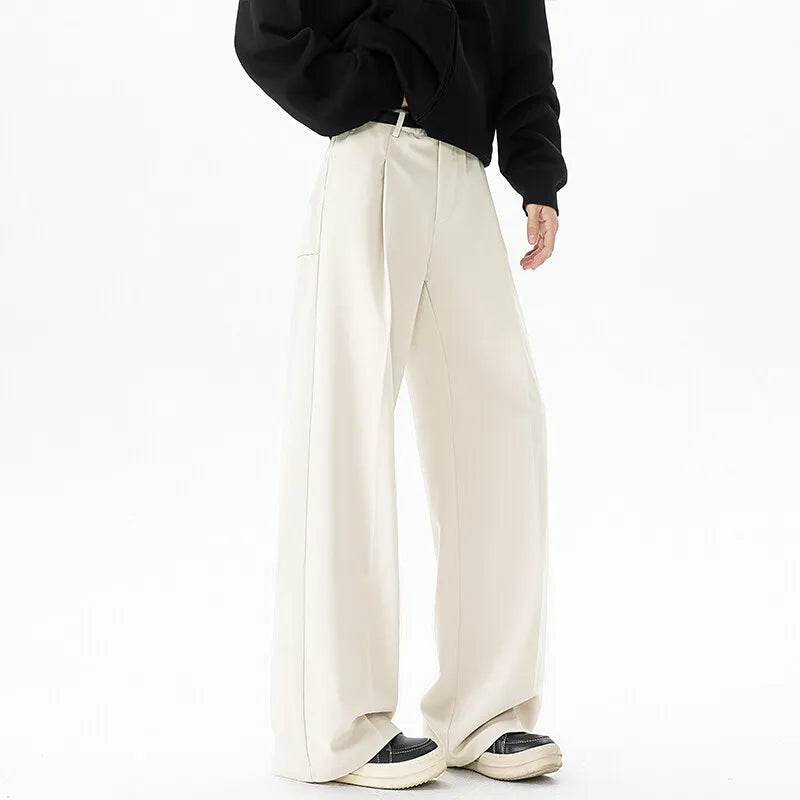 Men's Plus Size Vintage Pleated Trousers – Wide Leg