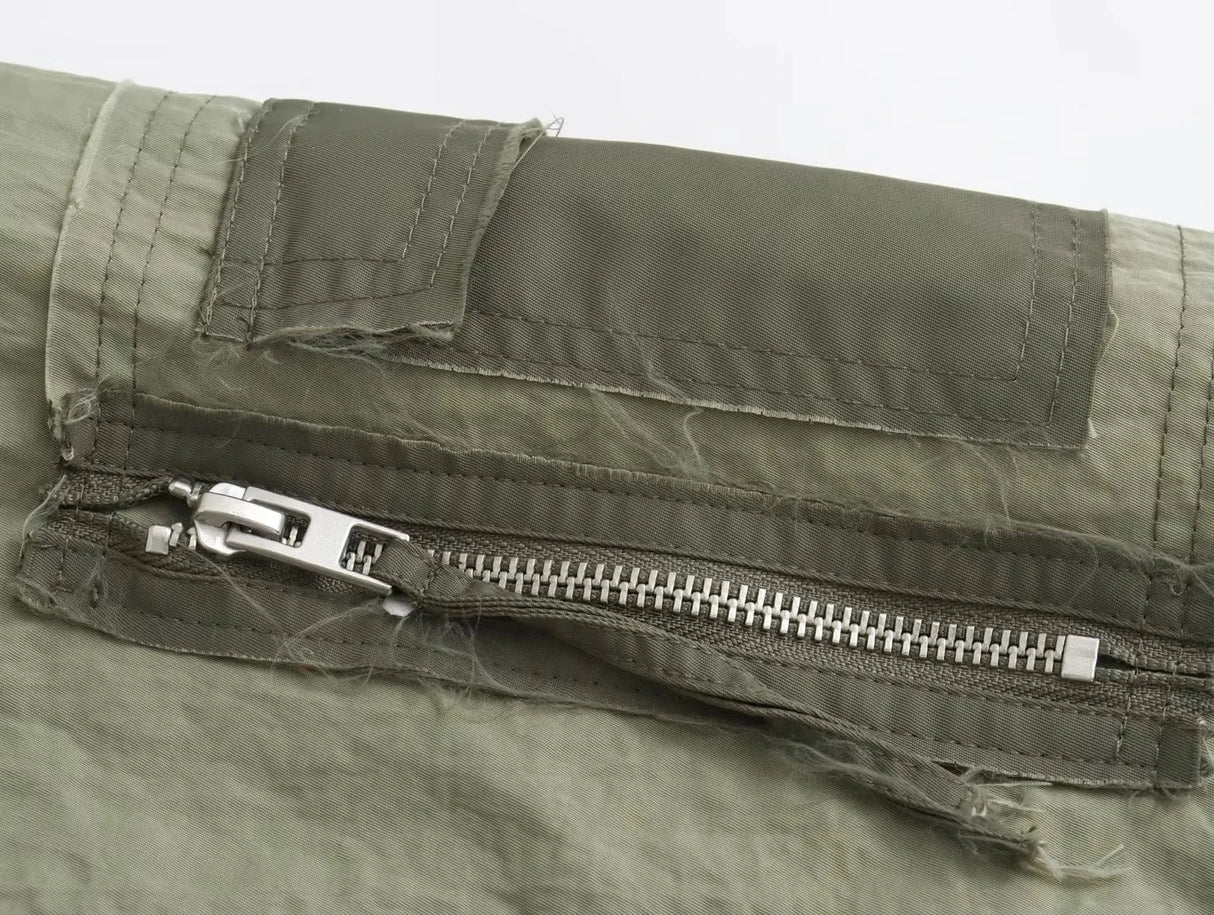 Oversized Army Green Bomber Jacket