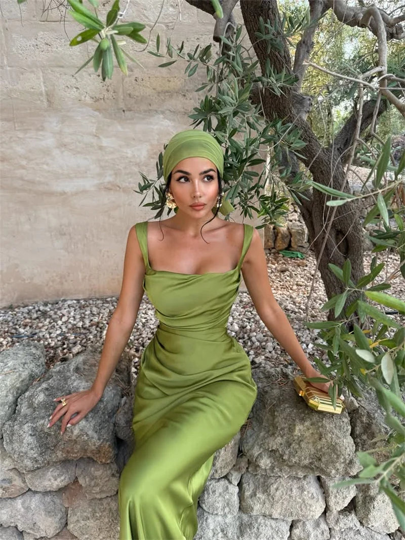 Luxe Satin Halter Evening Gown