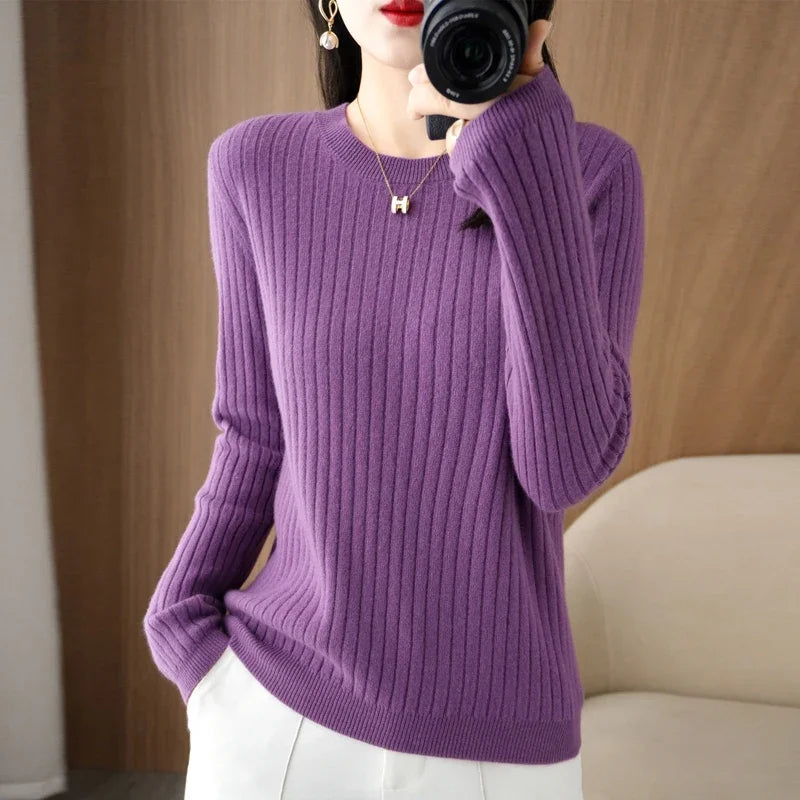 Women's Autumn Stripe Knit Pullover