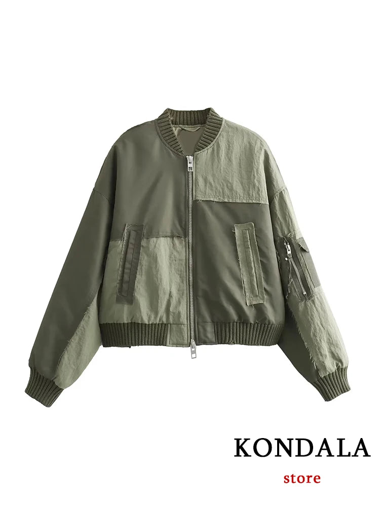 Oversized Army Green Bomber Jacket