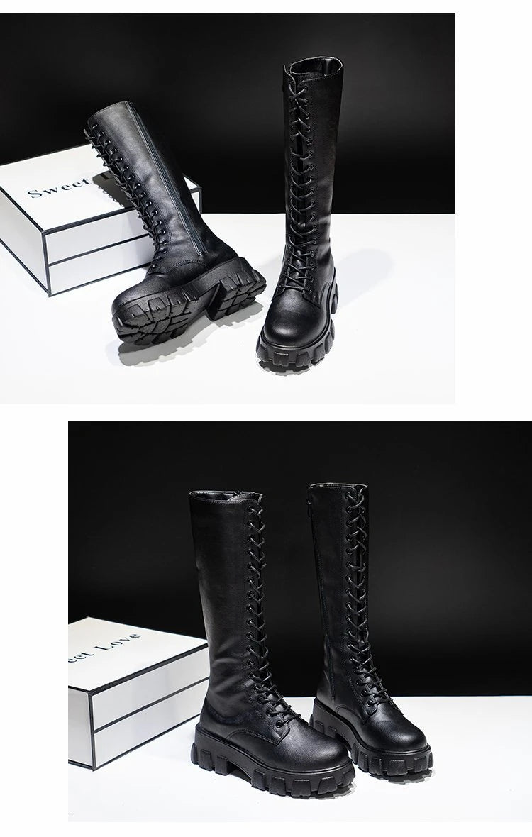 Women Mid Calf Boots Padded Sneakers Punk Style