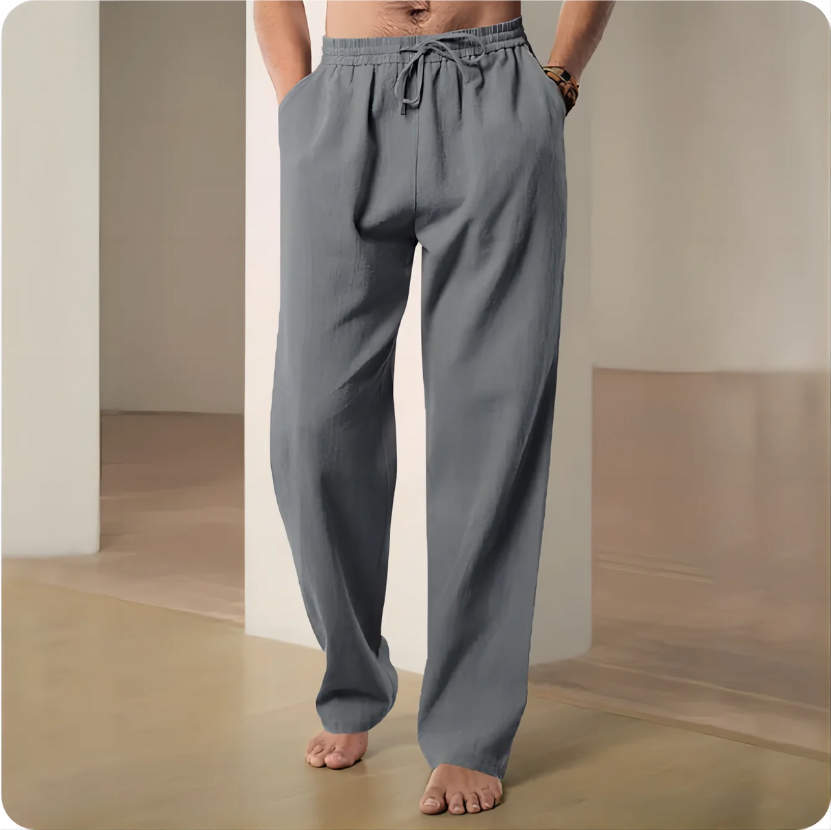 Men Cotton Hemp Casual Pants
