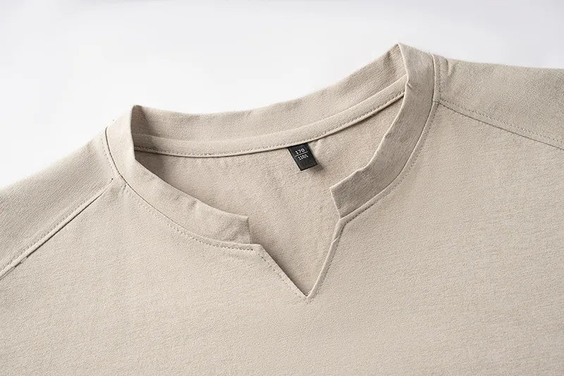 Men V-Neck Solid Short Sleeve T-Shirt