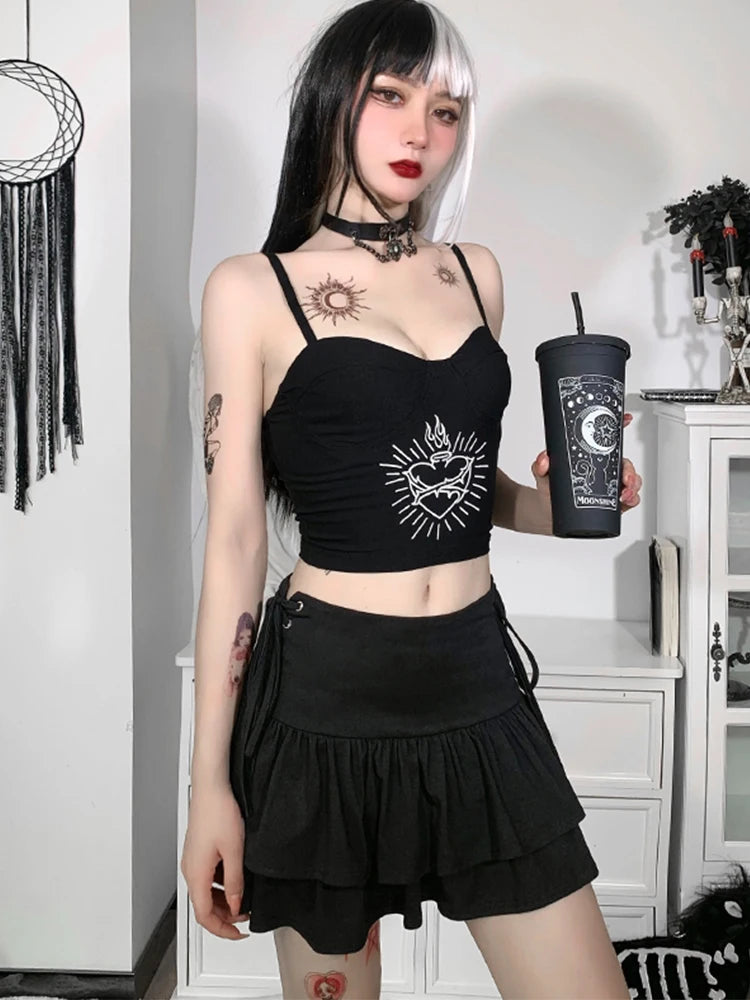 Women Goth Bandage Mini Skirt
