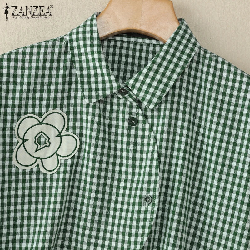 Harper Checked Lapel Blouse