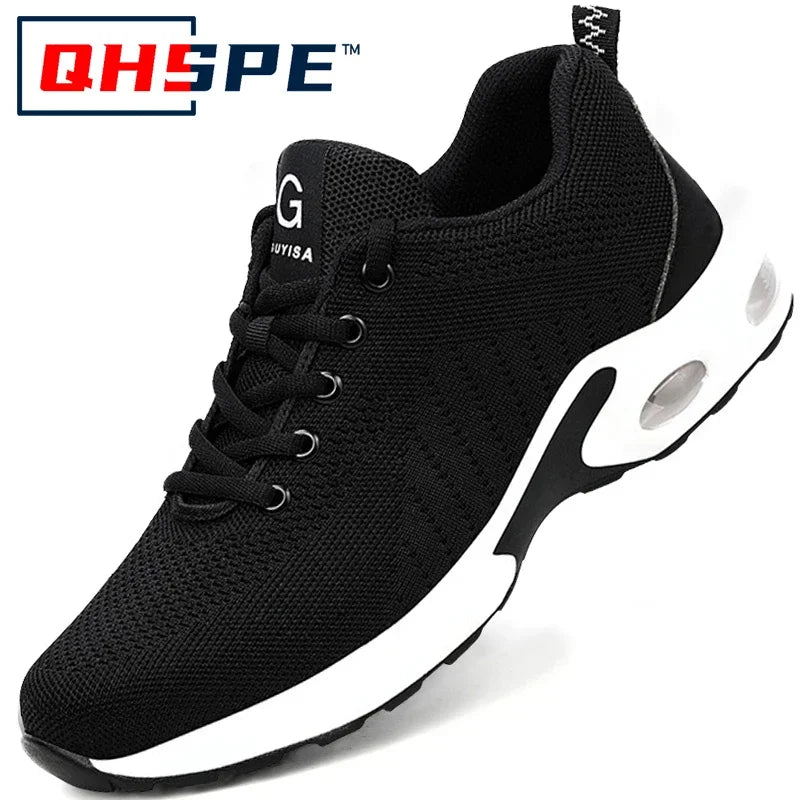 أحذية رياضية نسائية للسلامة مزودة بوسادة هوائية وأصابع فولاذية