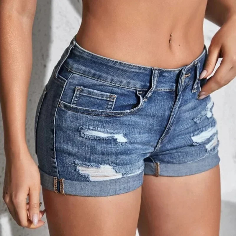 Women Split Denim Beach Shorts