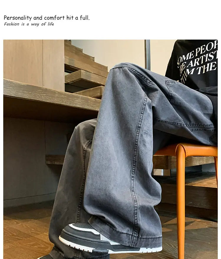 بنطلون كارغو رجالي واسع من قماش الشارع