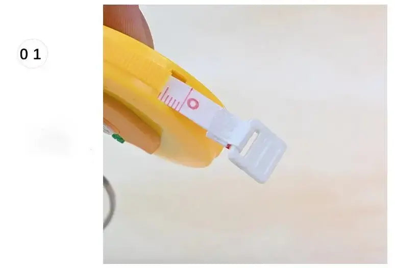 Close-up of the 150cm cute mini baby height ruler showing the measuring tape and hook.