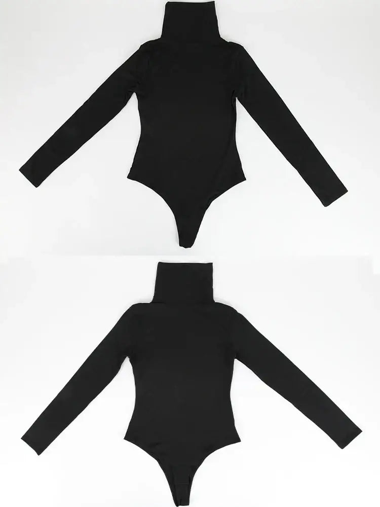 بدلة جسم نسائية برقبة عالية وأكمام طويلة