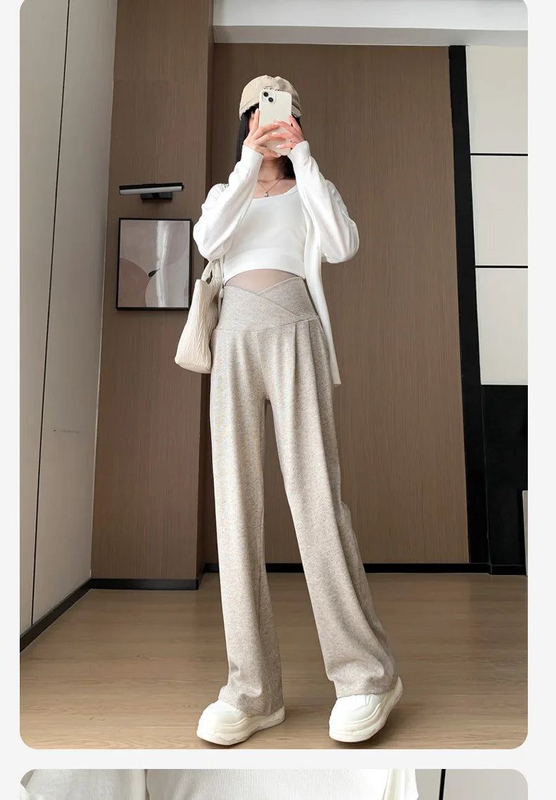 Wide-Leg Low-Waist Maternity Pants