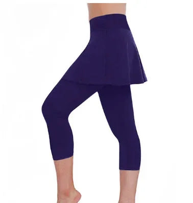 Women High Elastic 2-Piece Skirt Pants Set