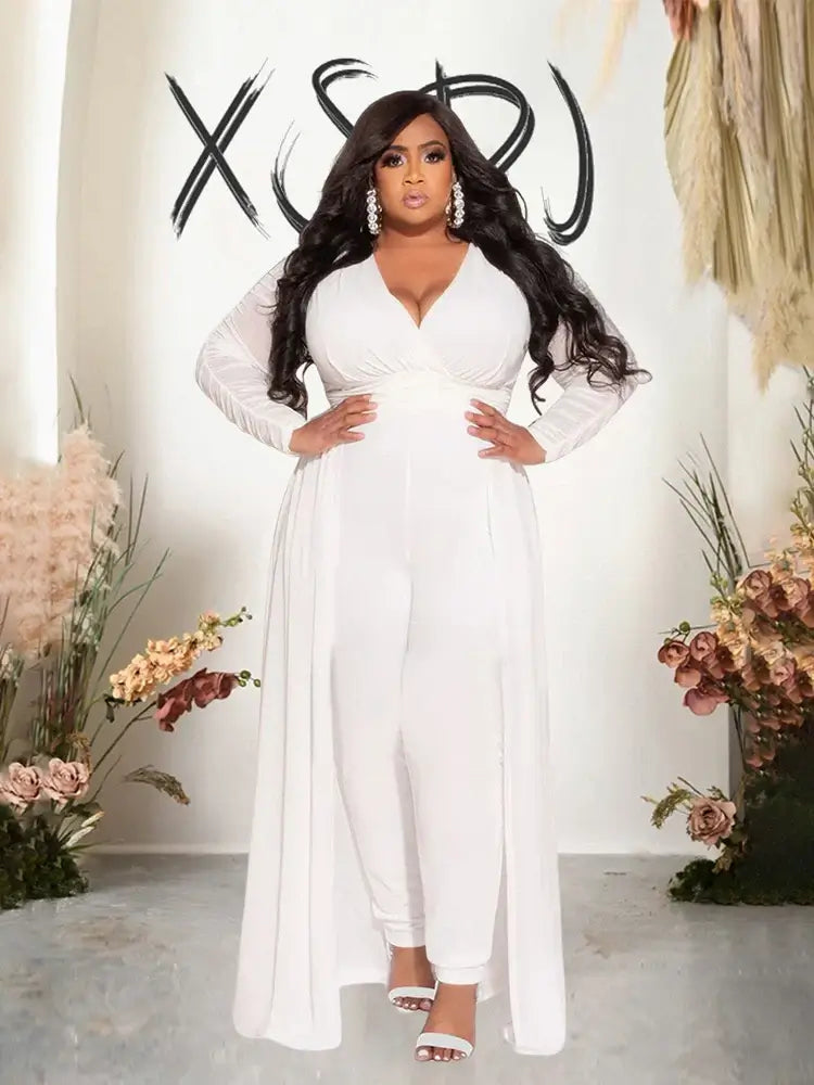 Women Mesh Lace Sleeve Pants Set