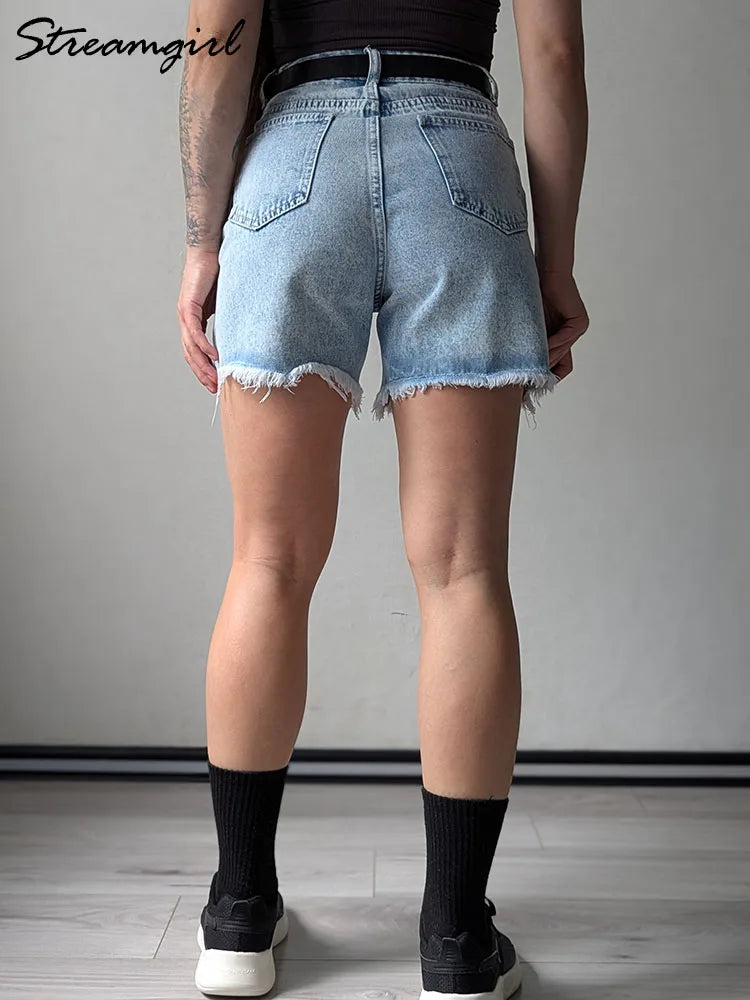 Women's Blue Casual Denim Shorts