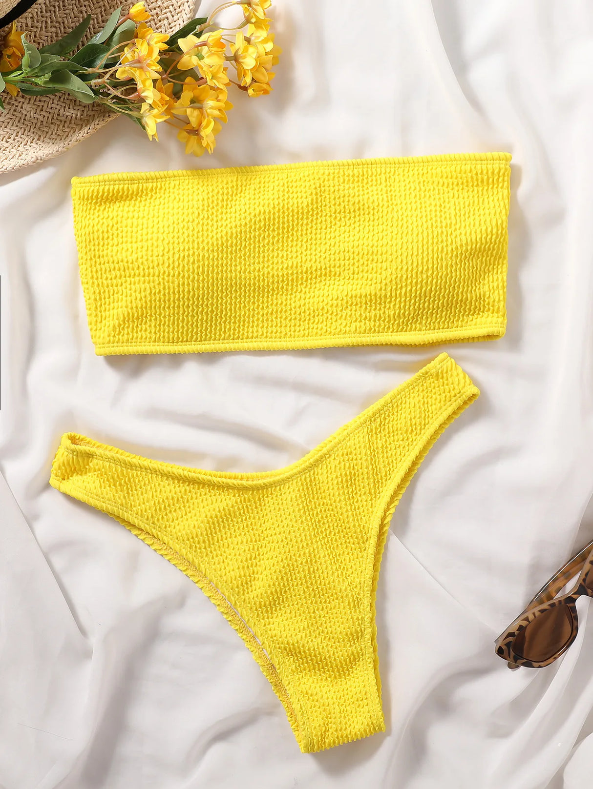 Textured High Cut Bikini