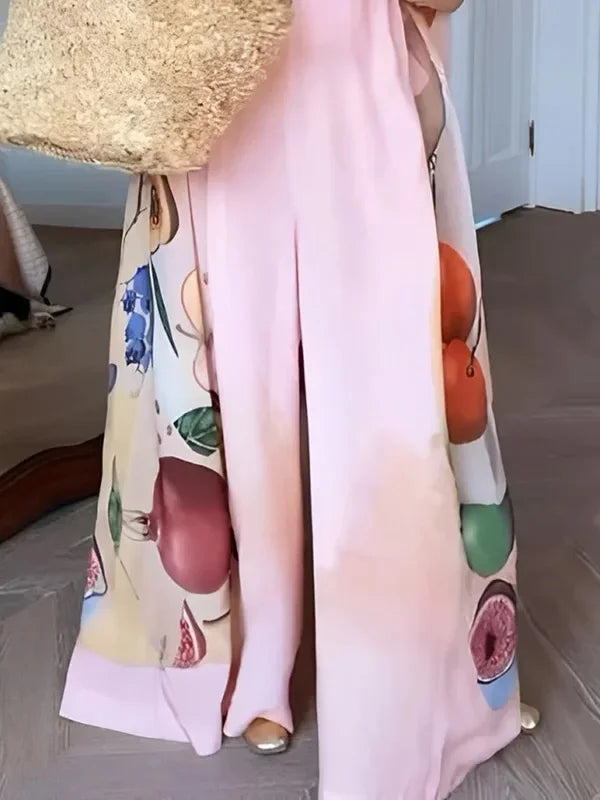 TropiLuxe™ – جمبسوت صيفي بطبعة فواكه (ساق واسعة، ملونة وخفيفة الوزن)