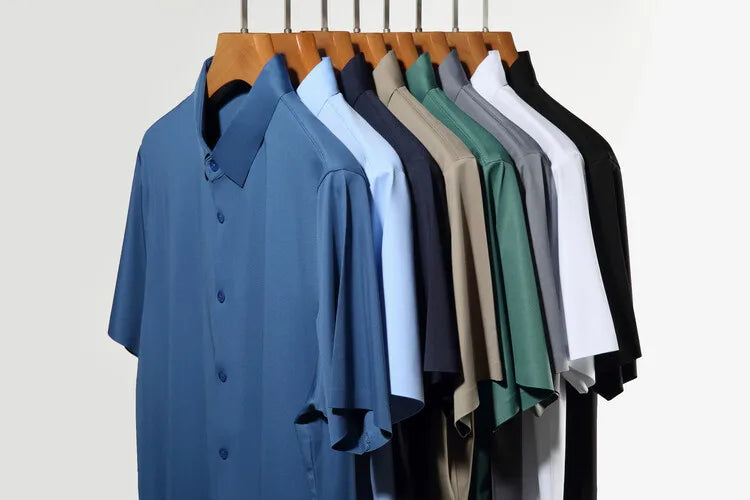 قميص رجالي مطاطي بأكمام قصيرة