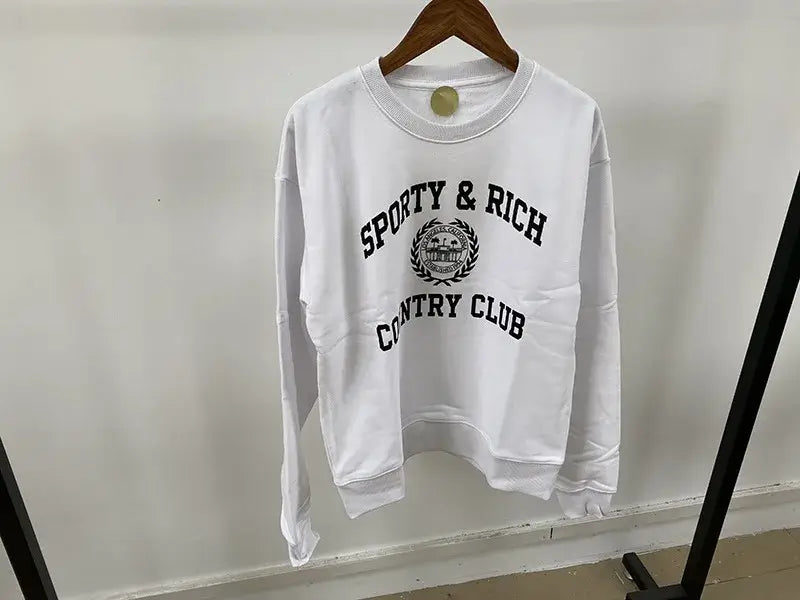 سويت شيرت نسائي بطبعة حروف عتيقة برقبة دائرية