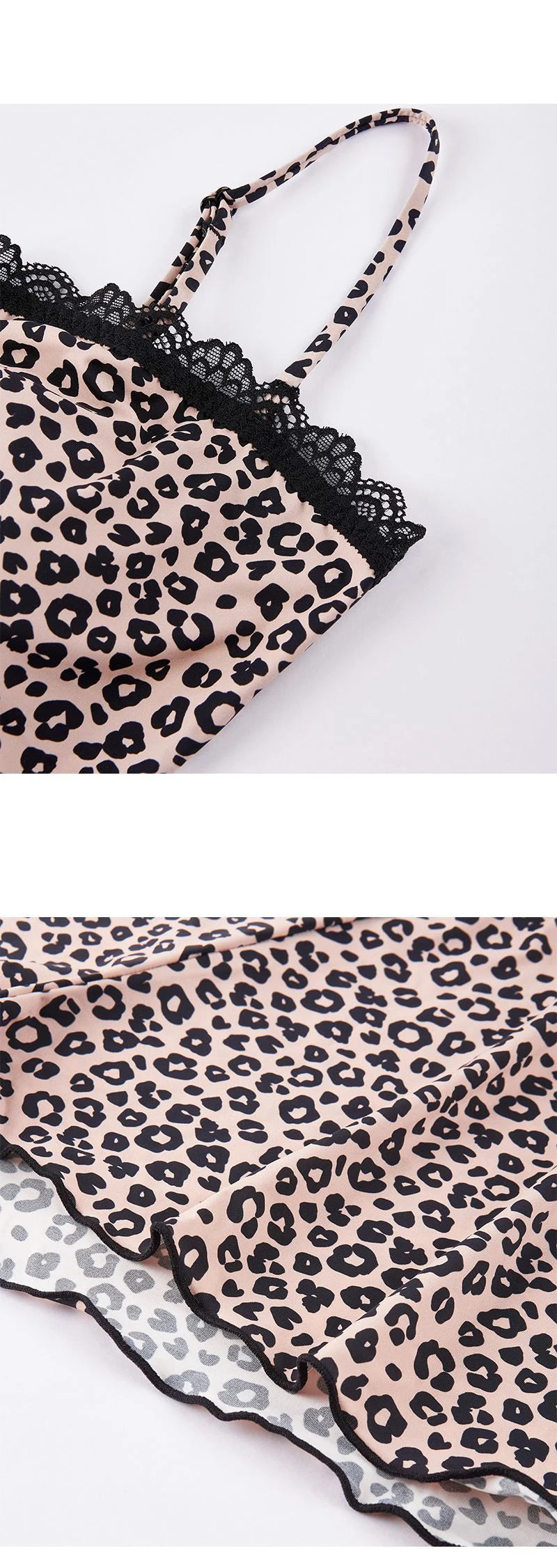 بلوزة نسائية من الدانتيل بنقشة جلد الفهد