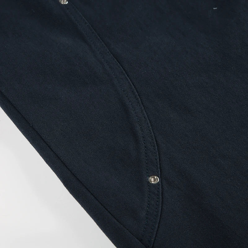 Women Low-Waist Rivet Wide Jeans