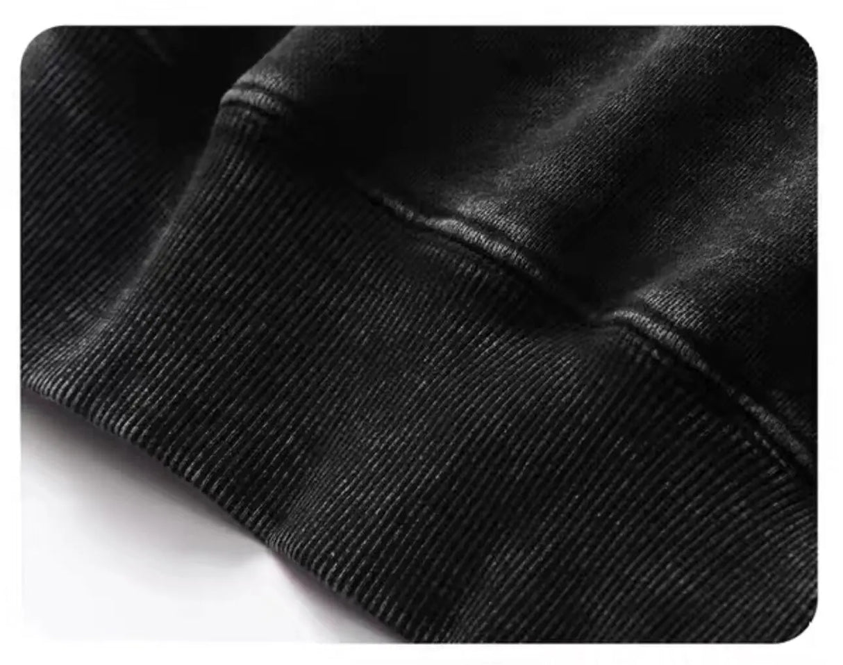 Oversized Men's Hoodie – Vintage Black Pullover