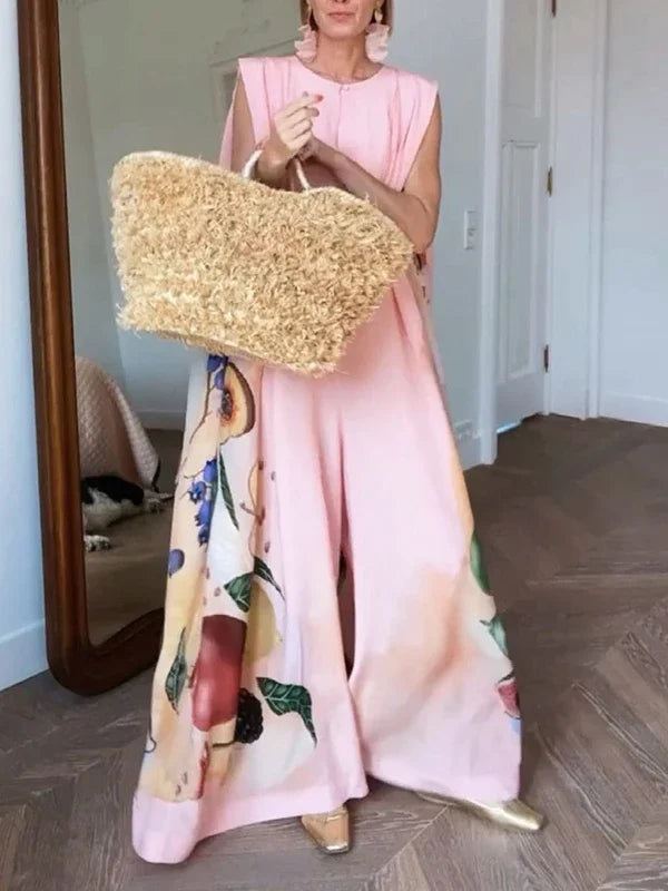 TropiLuxe™ – جمبسوت صيفي بطبعة فواكه (ساق واسعة، ملونة وخفيفة الوزن)