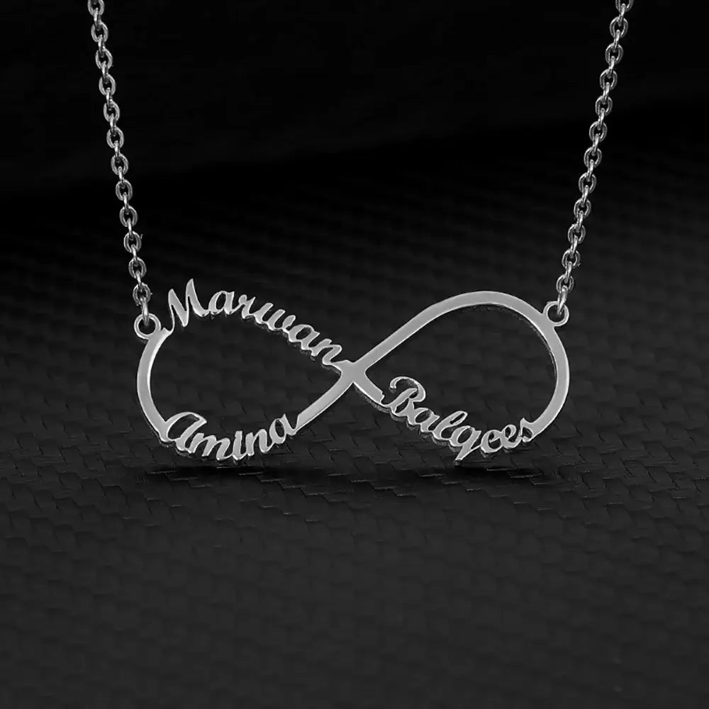 Custom Double Heart Two Names Infinity Necklaces