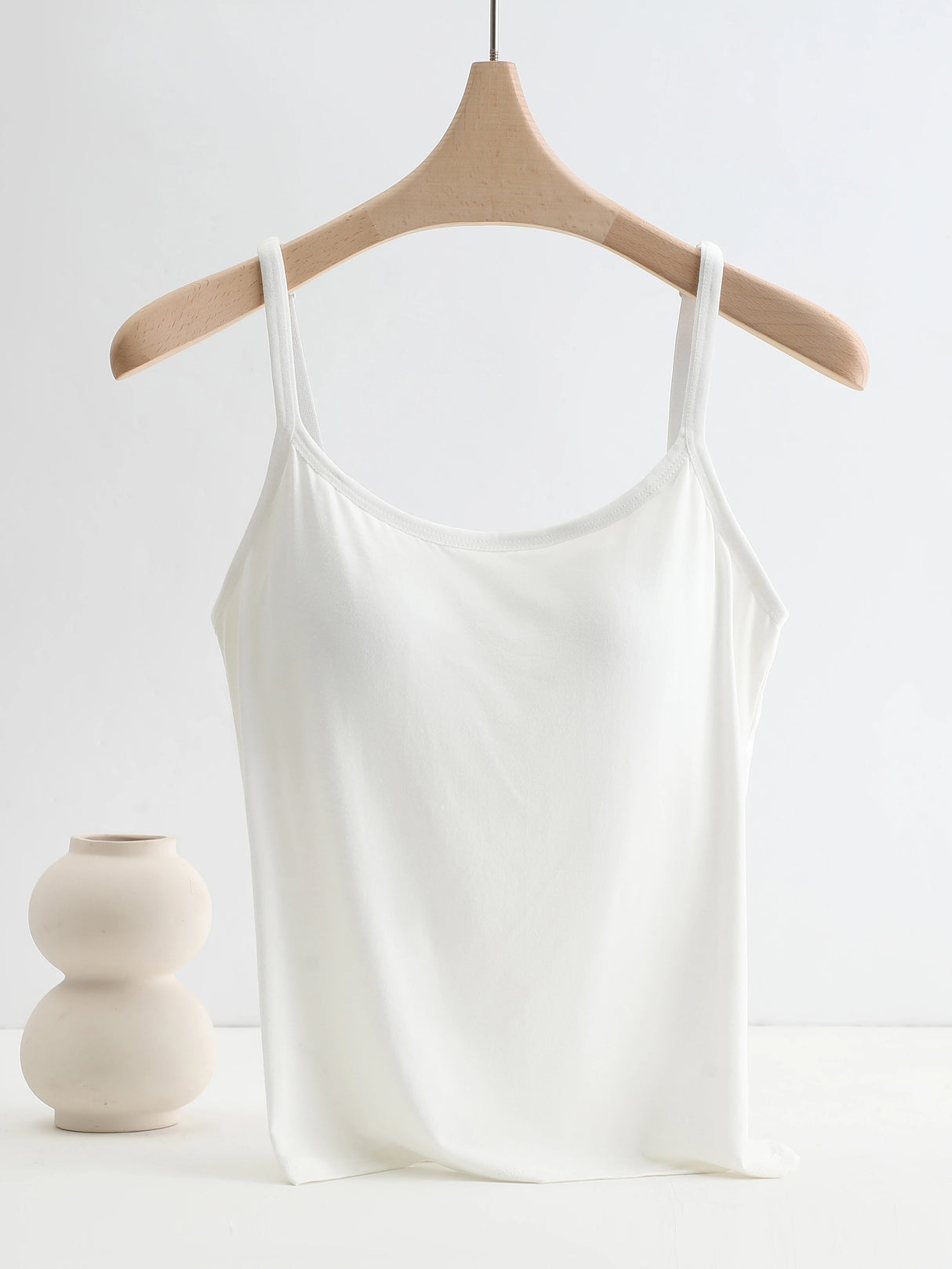 Bralux™ adjustable strap camisole in white, featuring a soft inner layer perfect for layering.