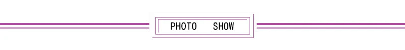 Text graphic stating 'PHOTO SHOW' with decorative purple lines on either side.