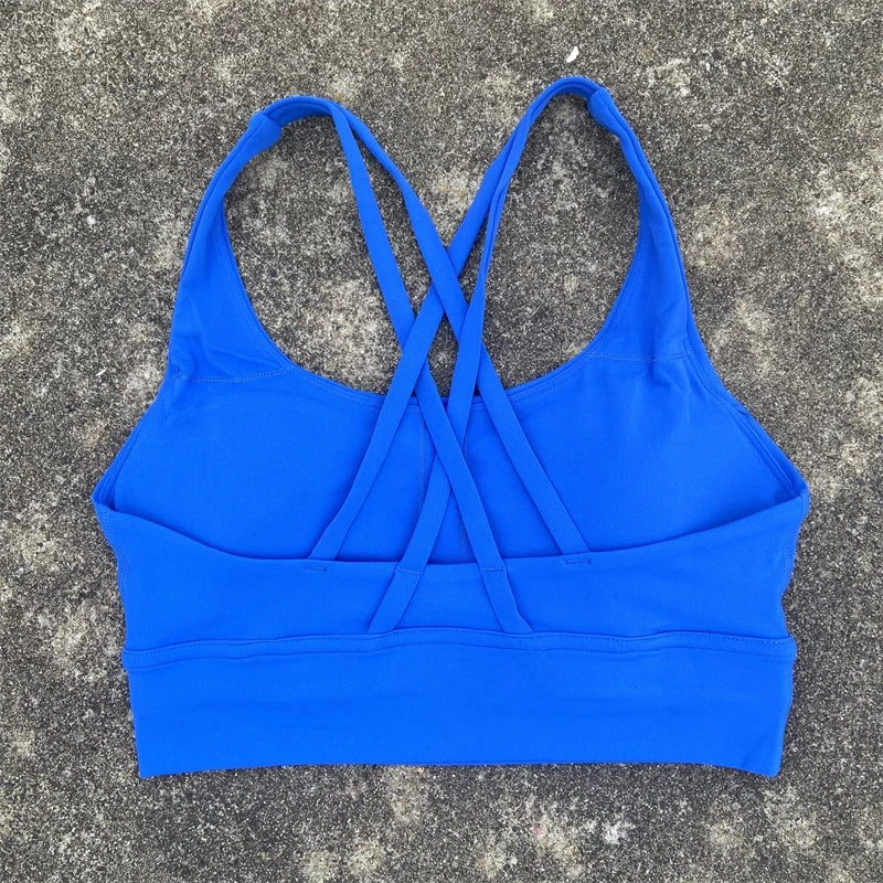 Women Cross Strap Sports Bra with Pads