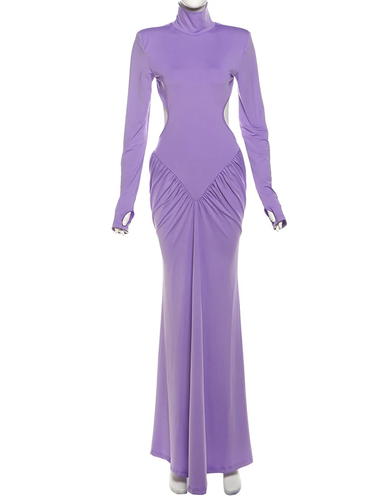 Women's Backless Ruched Maxi Dress