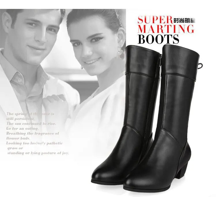 أحذية نسائية متوسطة الساق بتصميم غربي مدبب