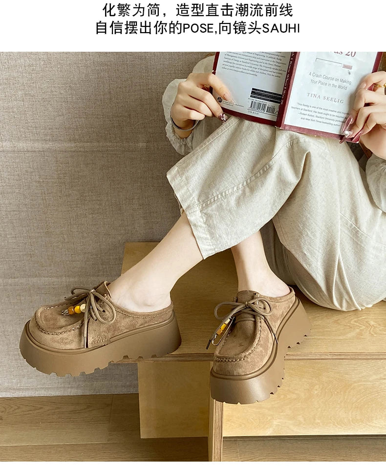 Women’s Retro Platform Half-Slipper Loafers