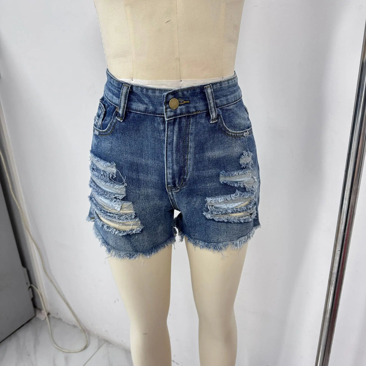 2000s Tassel Ripped Hot Denim Shorts