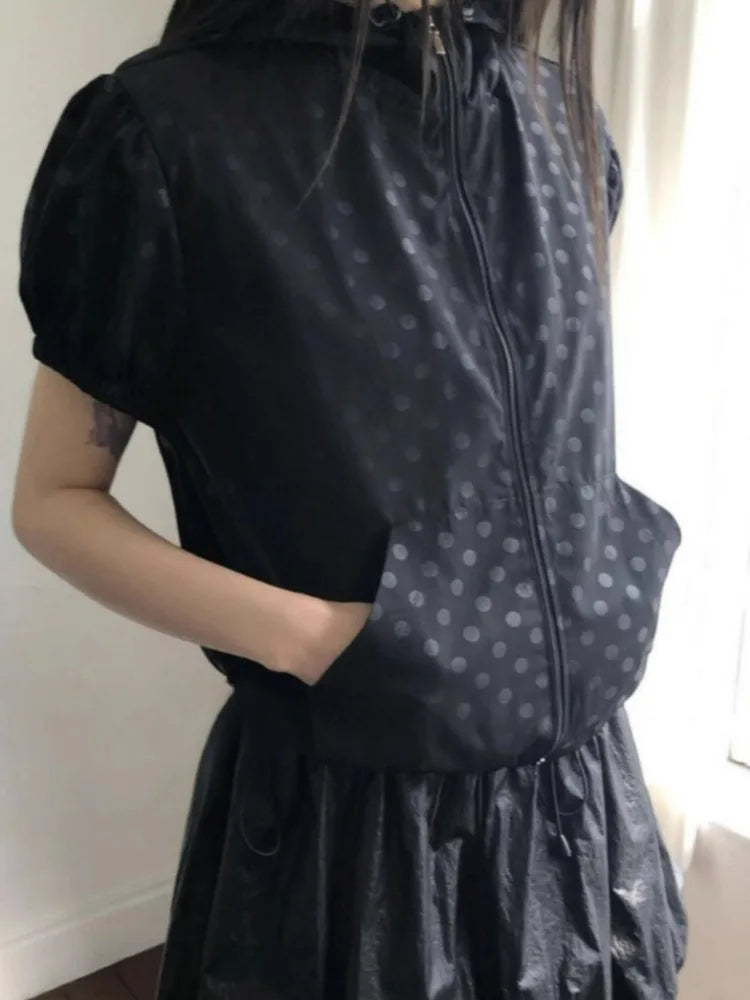 Streetwear Summer Polka Dot Hooded Jacket