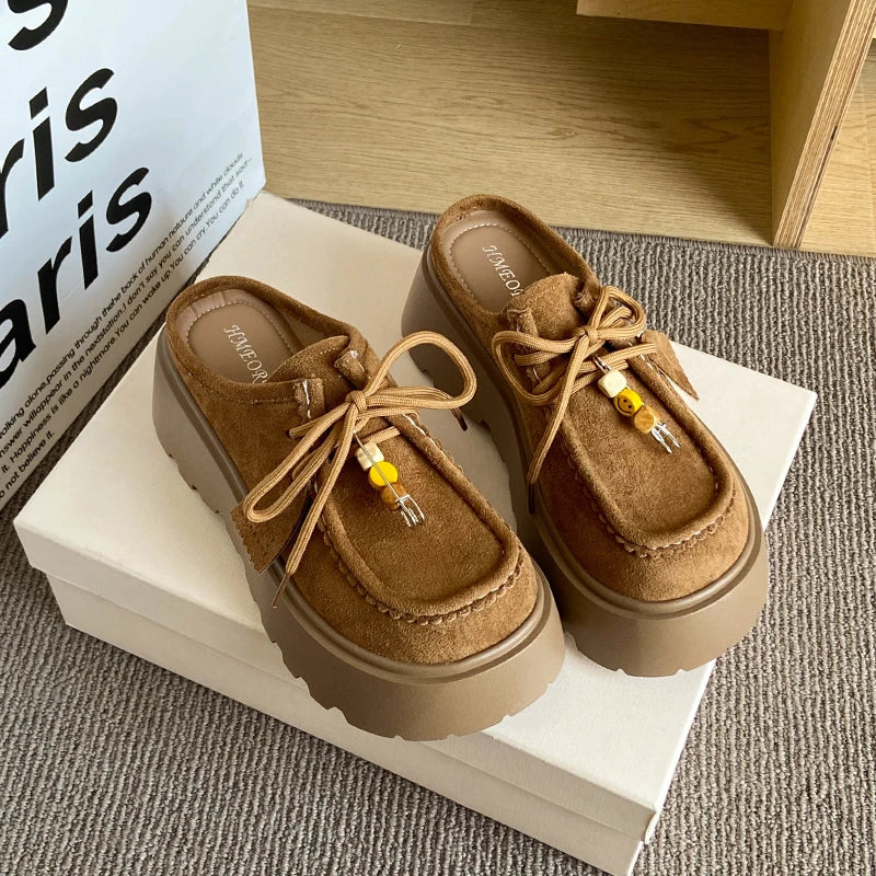 Women’s Retro Platform Half-Slipper Loafers