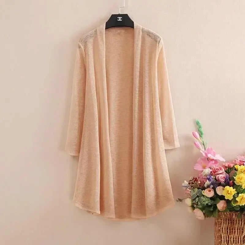 Women Ice Silk Mesh Knit Cardigan 5XL