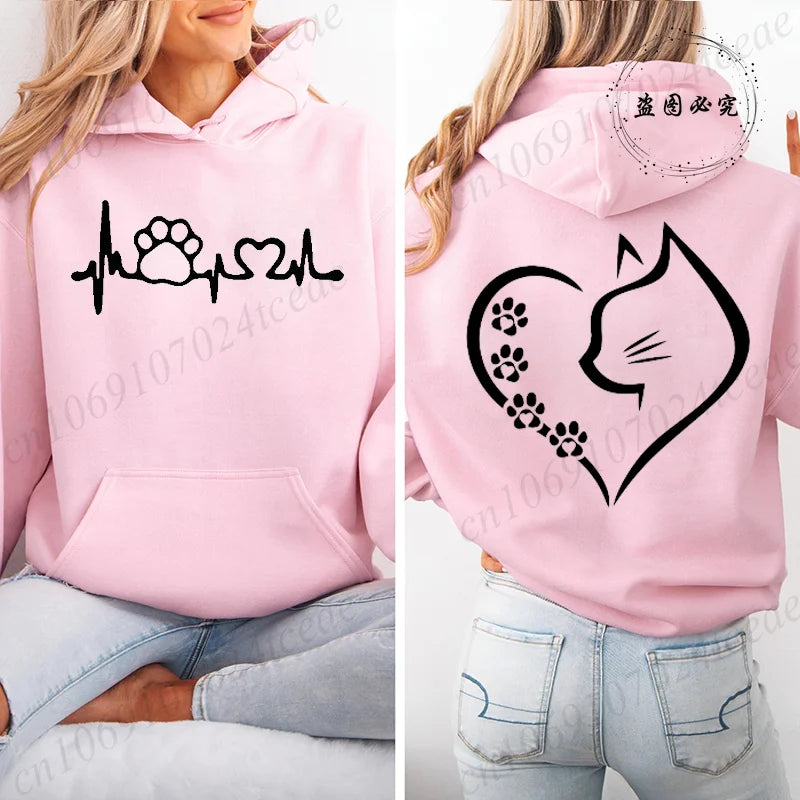 Cat Heart Graphic Hoodie