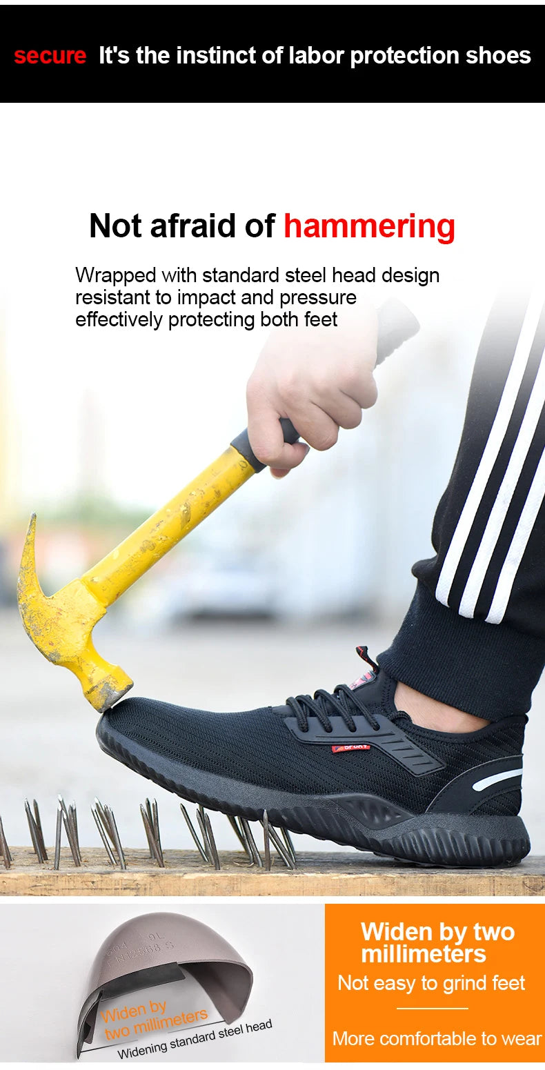 حذاء رياضي رجالي بمقدمة فولاذية غير قابلة للتدمير