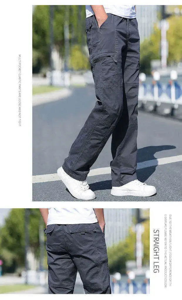 Men's Plus Size Cargo Pants – Black Cotton Joggers
