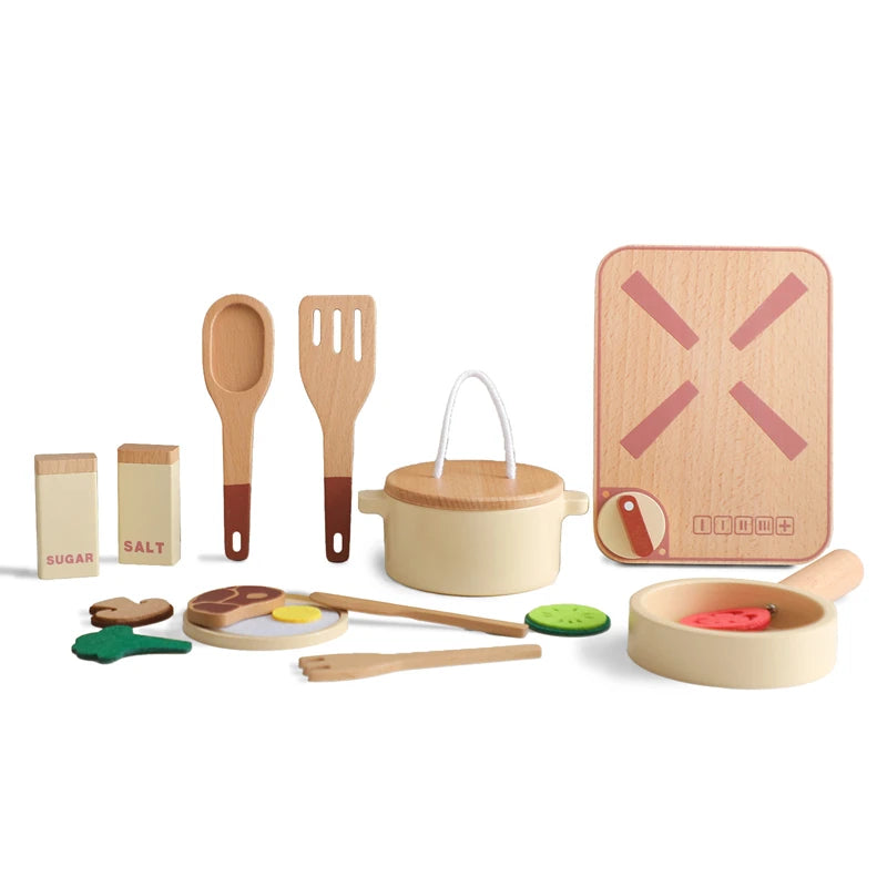 Wooden Kids Play Kitchen Set