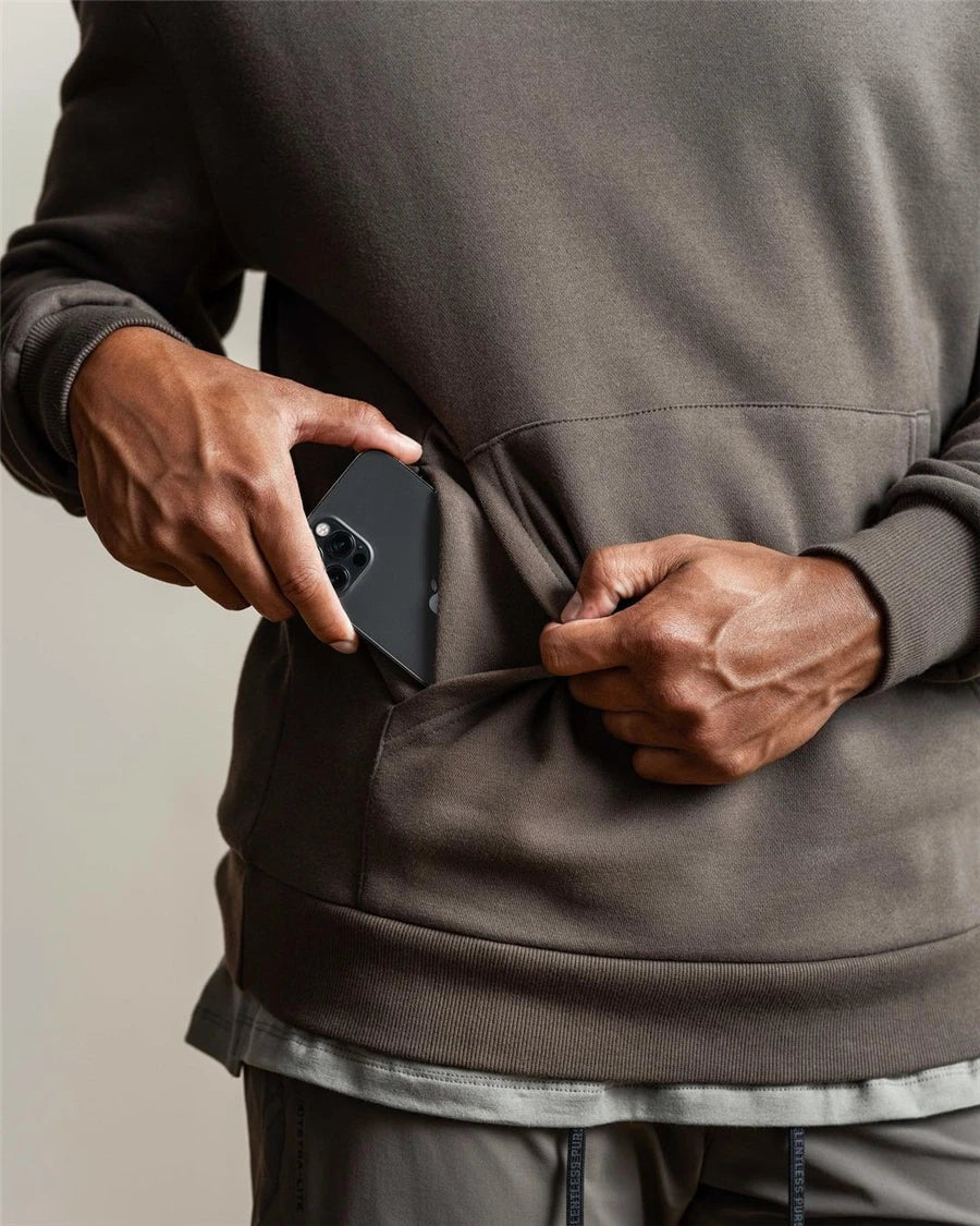 هودي رجالي ثقيل الوزن - بلوفر شتوي مخملي